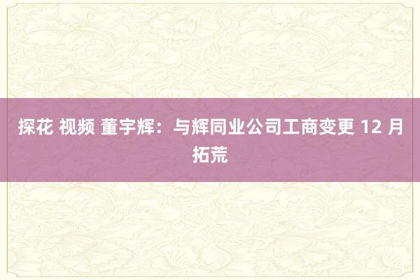 探花 视频 董宇辉：与辉同业公司工商变更 12 月拓荒