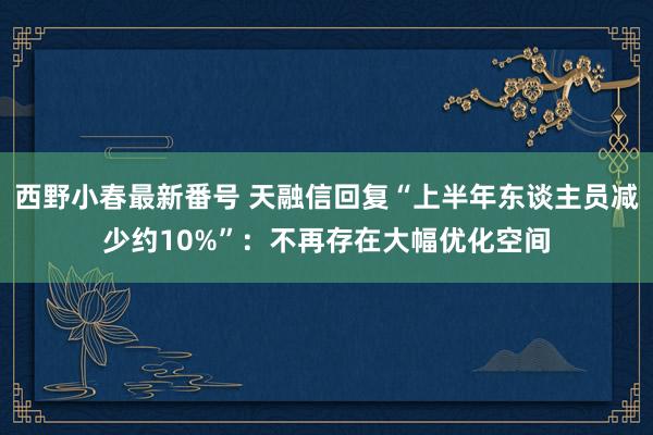 西野小春最新番号 天融信回复“上半年东谈主员减少约10%”：不再存在大幅优化空间